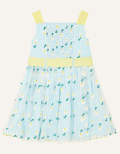 Baby Daisy Stripe Dress, Blue (BLUE), large
