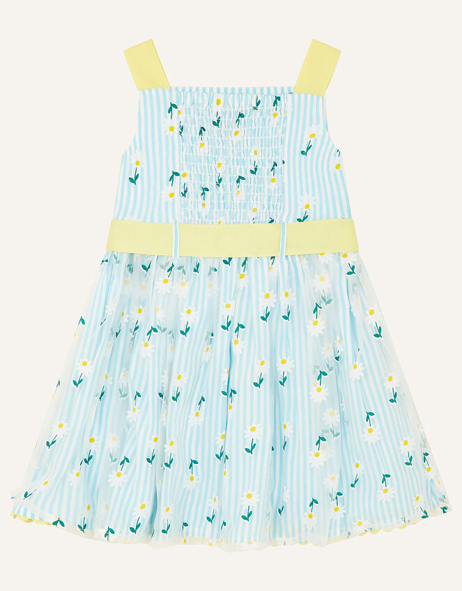 Baby Daisy Stripe Dress, Blue (BLUE), large