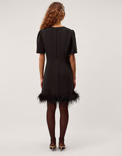 Arlette Feather Mini Dress, Black (BLACK), large