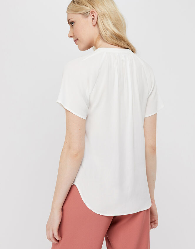 Zinnia Short Sleeve Blouse, Ivory (IVORY), large