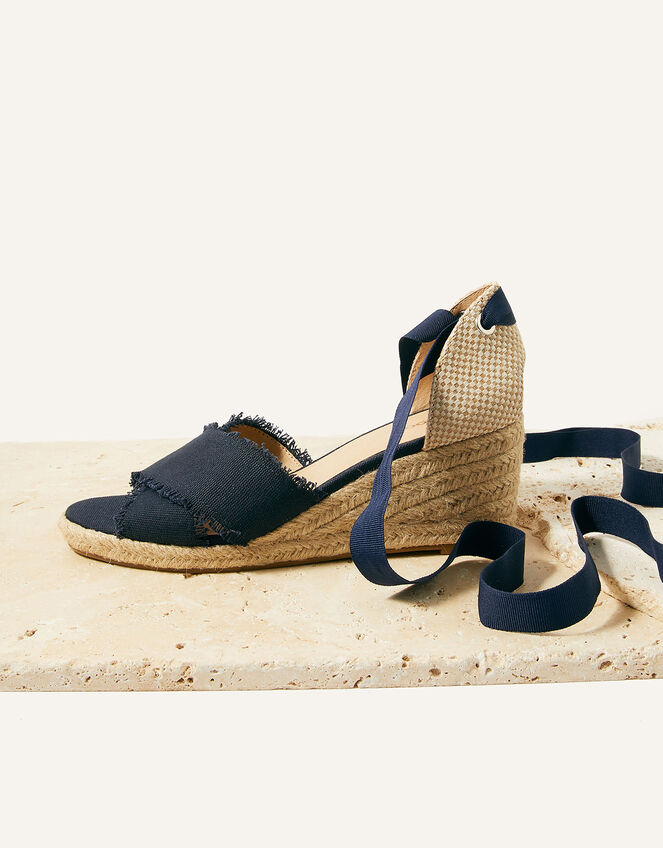 Tie Up Espadrille Wedges Blue