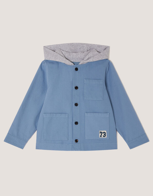 Hooded Chore Jacket, Blue (BLUE), large