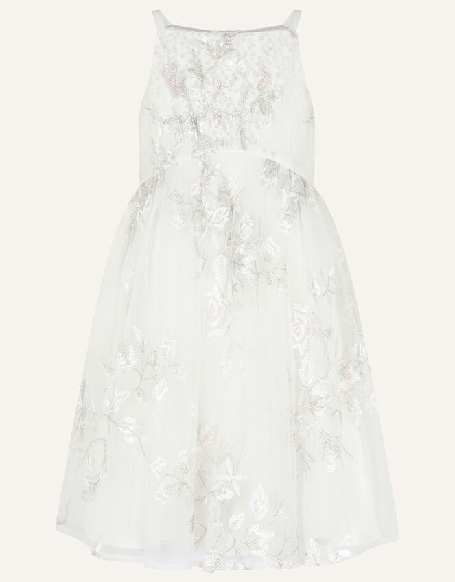 Embroidered Sequin Dress, Ivory (IVORY), large
