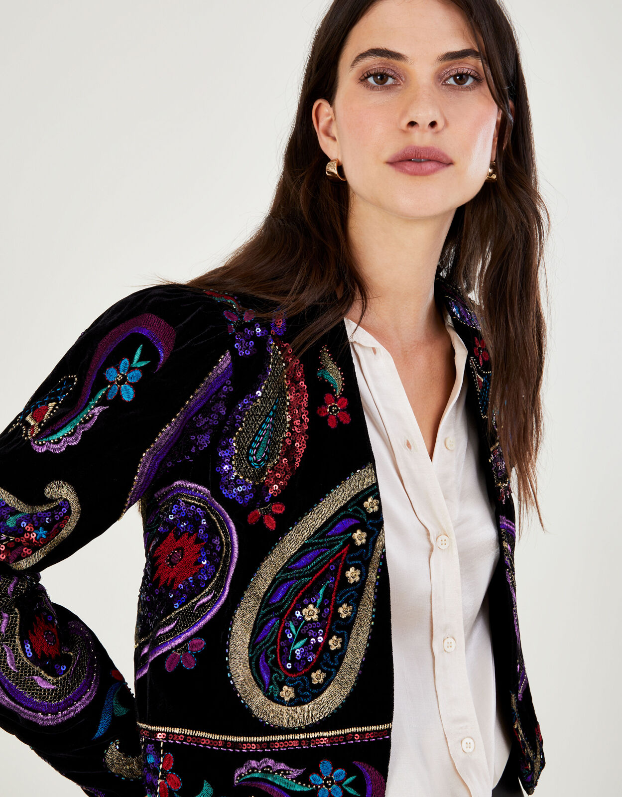 Velvet embroidered blazer online