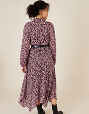 Floral Hanky Hem Shirt Dress, Pink (PINK), large