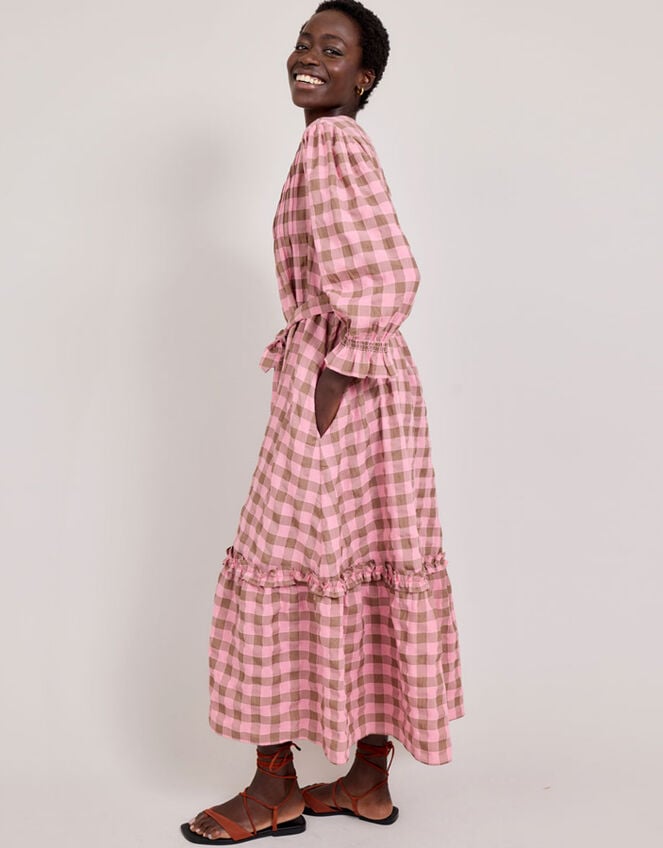 East Alyessia Woven Gingham Midi Dress, Multi (MULTI), large