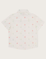 Boat Print Shirt with Bow Tie, Ivory (IVORY), large
