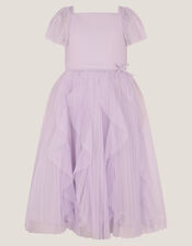 Scarla Ruffle Pleated Party Dress, Purple (LILAC), large