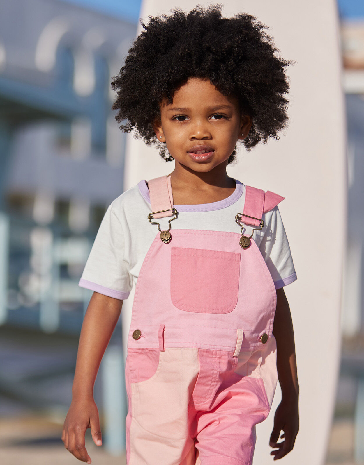 Pink top short dungarees