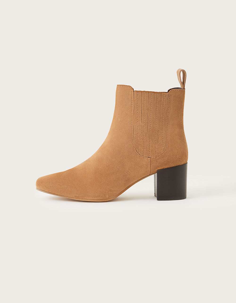 Square Toe Suede Chelsea Boots Tan Women's Shoes Monsoon UK.