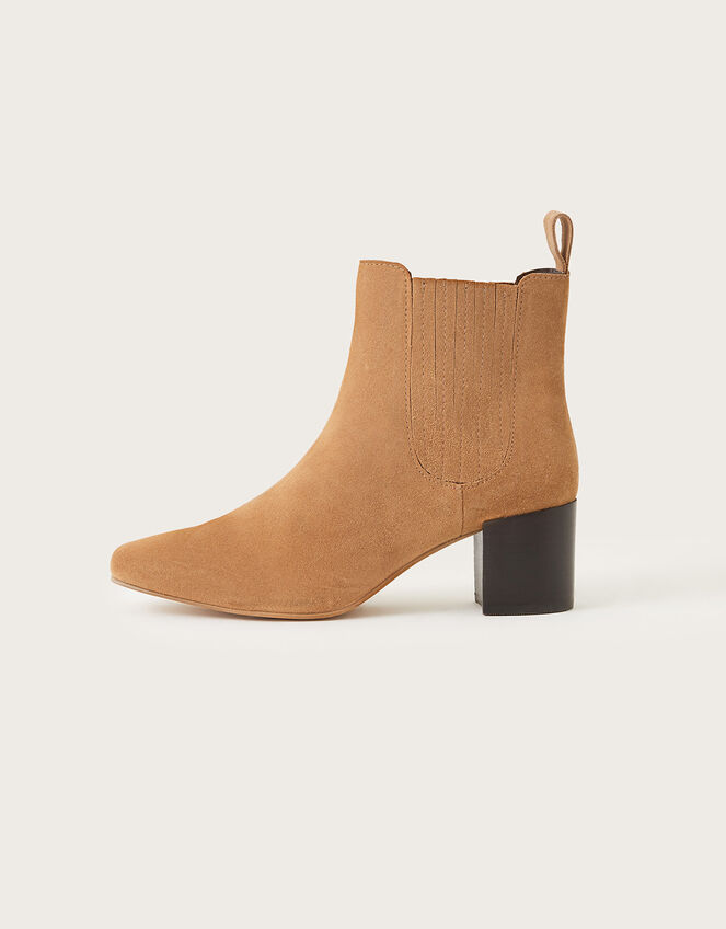 Square Toe Suede Chelsea Boots, Tan (TAN), large
