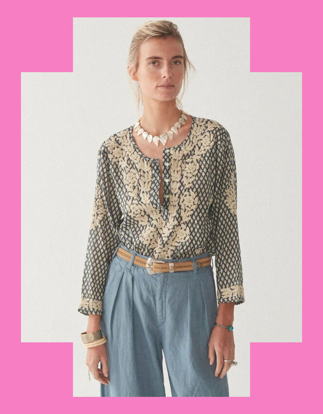 Maison Hotel Cosima georgette blouse - wild dust