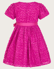 Textured Bow Waist Dress, Pink (MAGENTA), large