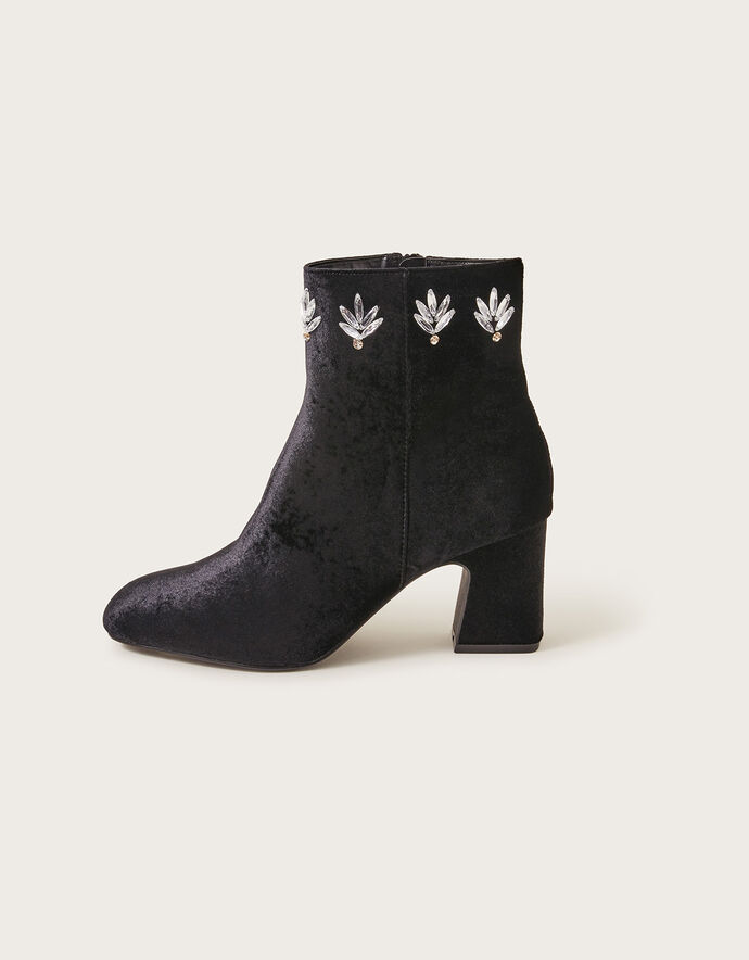 0040~Velvet Ankle boots with leather details main image 1