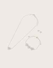 Dainty Diamante Heart Jewellery Set, , large