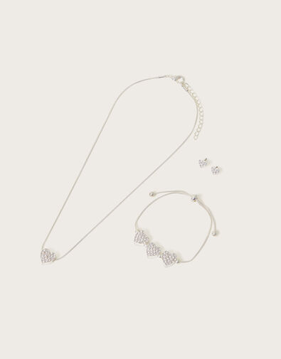 Dainty Diamante Heart Jewellery Set, , large