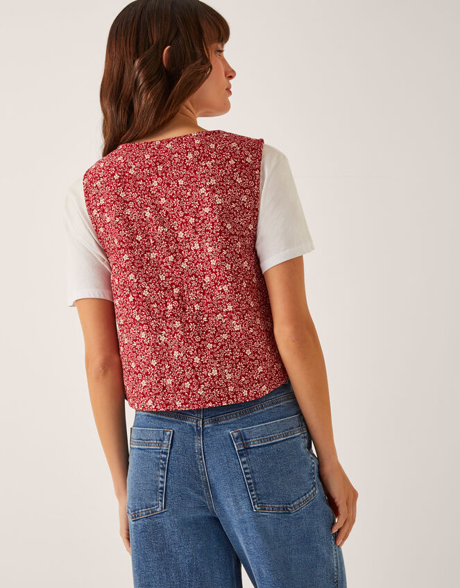Felipa Floral Print Waistcoat, Red (RED), large