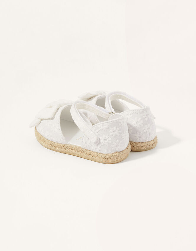 Broderie Espadrille Walker Shoes, White (WHITE), large