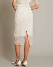 Rosa Embroidered Floral Pencil Bridal Skirt, Ivory (IVORY), large