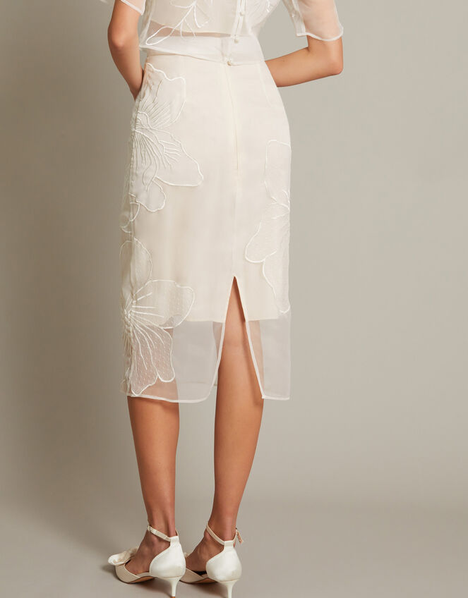 Rosa Embroidered Floral Pencil Bridal Skirt, Ivory (IVORY), large
