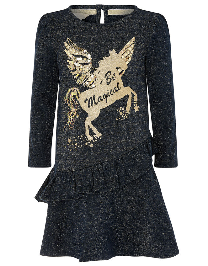 Be Magical Unicorn Sweat Dress, Blue (NAVY), large
