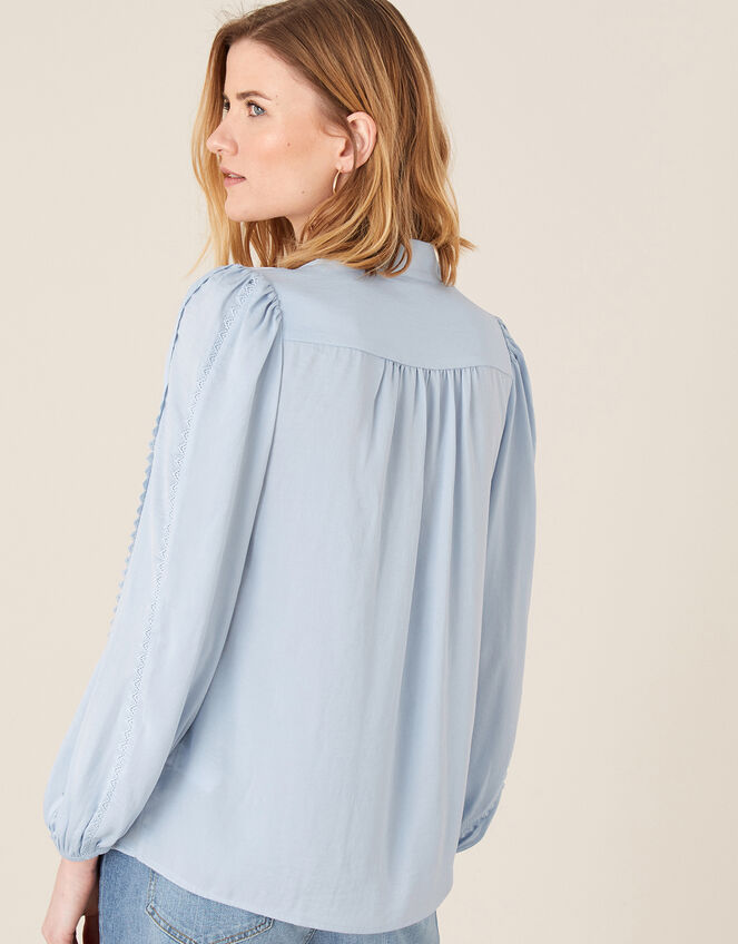 Aisha Lace Trim Blouse, Blue (BLUE), large