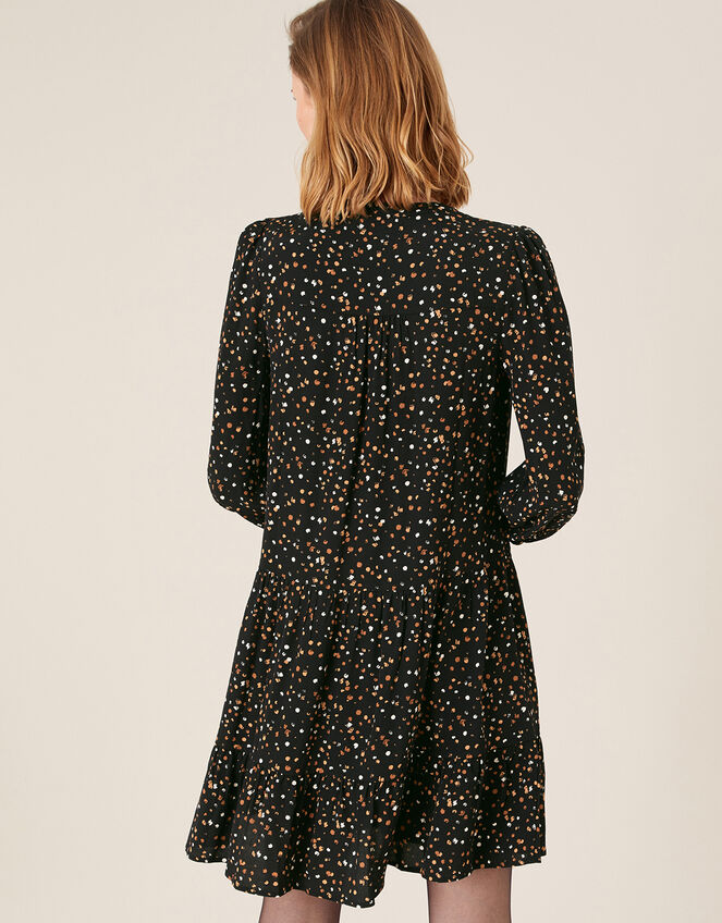 Spot Print Tiered Dress with LENZING™ ECOVERO™, Black (BLACK), large