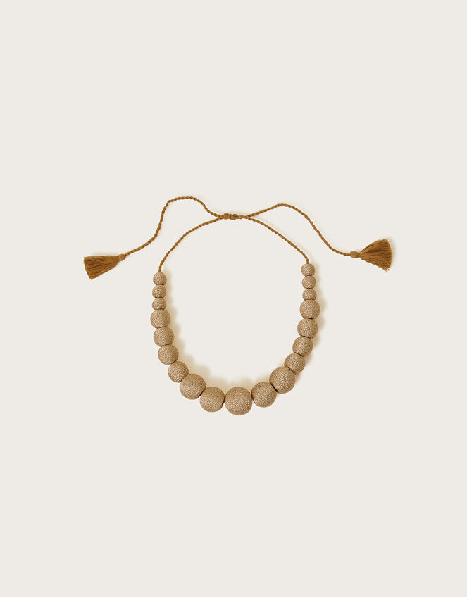 Beaded Tassel Detail Necklace, , large