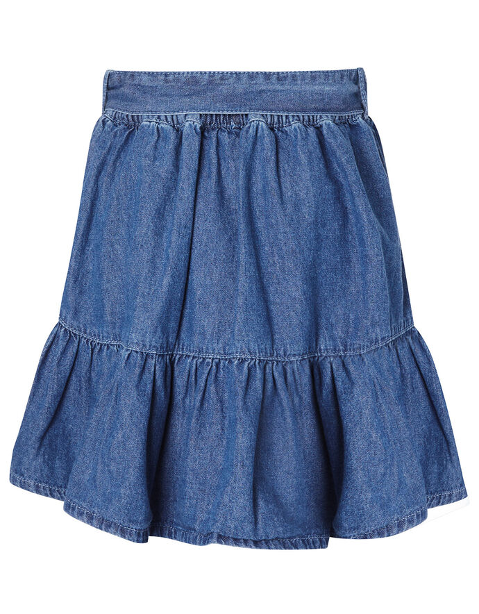 Frill Hem Denim Skirt in Organic Cotton Blue | Girls' Skirts | Monsoon UK.