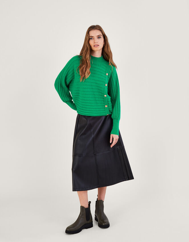 Horizontal Rib Jumper with Recycled Polyester, Green (GREEN), large