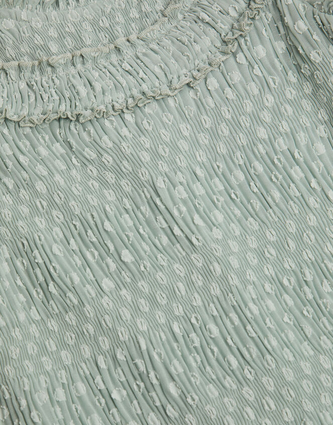 Textured Polka Dot Party Dress, Green (GREEN), large