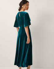 Cecelia Velvet Cape Midi Dress, Teal (TEAL), large