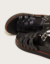 Weave Stomper Sandals, Black (BLACK), large