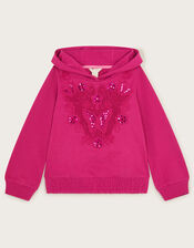 Crochet Cut Out Hoodie, Pink (MAGENTA), large