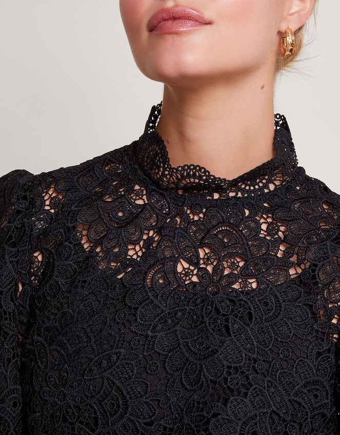 ISA LS LACE BLOUSE - BLACK BOW