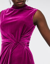 Shelby Twist Velvet Shift Dress, Red (BERRY), large