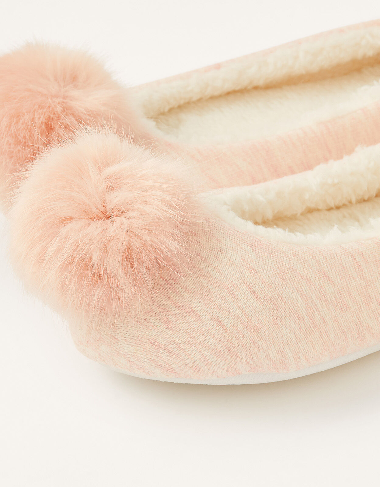 Fluffy Pom Pom Ballerina Slippers Pink
