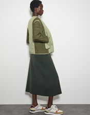 Lulu Two-Tone Quilted Jacket, Green (KHAKI), large