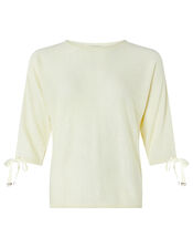 Tie Sleeve Knit Jumper in Linen Blend, Yellow (YELLOW), large