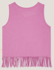 Sun Embellished Fringe Vest Top, Purple (LILAC), large