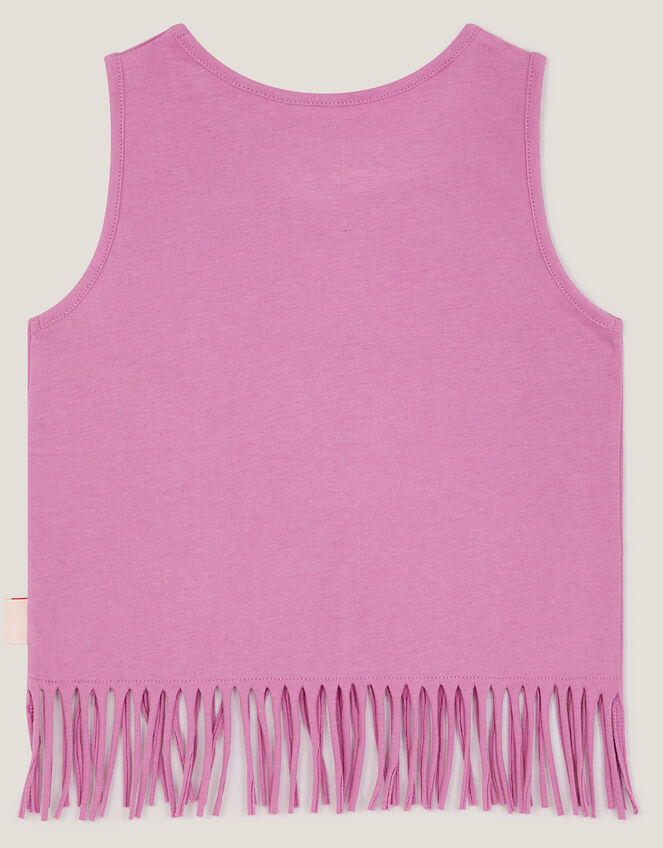 Sun Embellished Fringe Vest Top, Purple (LILAC), large