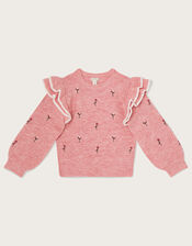 Boutique Rose Embroidered Knit Jumper, Pink (PINK), large