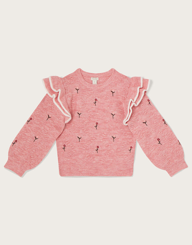 Boutique Rose Embroidered Knit Jumper, Pink (PINK), large