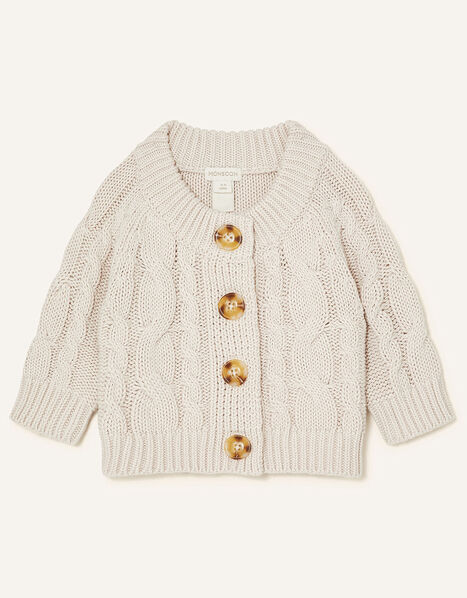 Newborn Cable Knit Cardigan Cream, Cream (CREAM), large