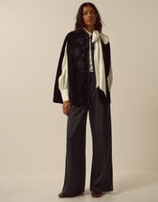 Fenya Velvet Cape Coat, Black (BLACK), large