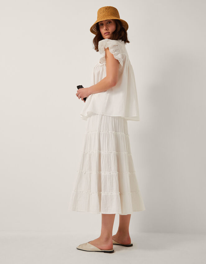 Ginny Tiered Maxi Skirt Ivory