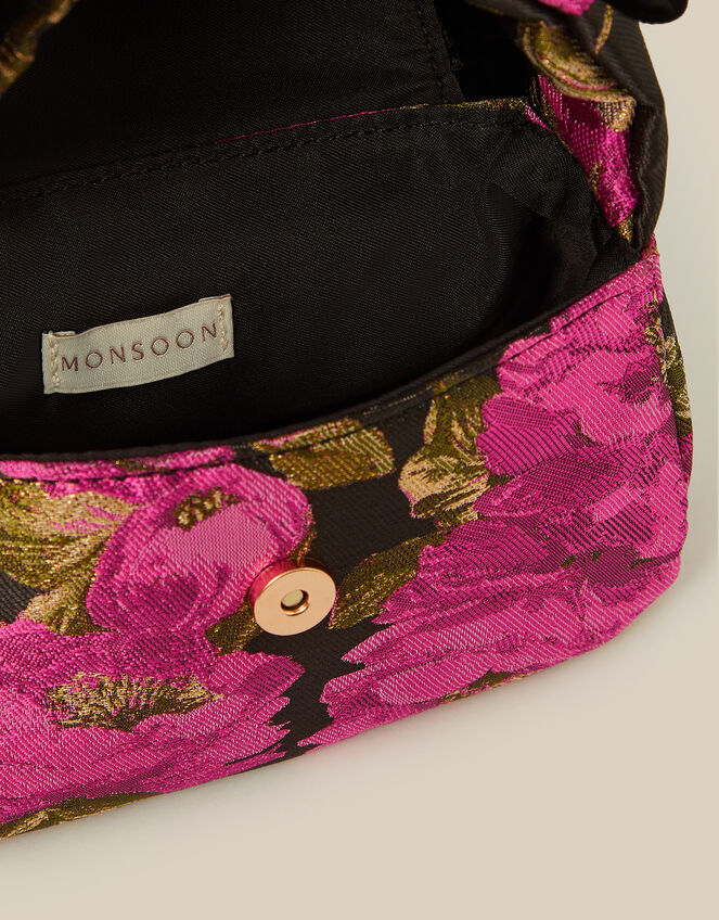 Monsoon x Queens of Archive Velvet Bow Floral Jacquard Bag, , large