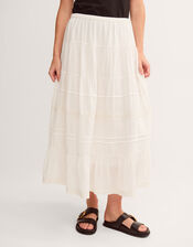 Maria Tiered Maxi Skirt, White (WHITE), large