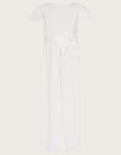 Lace Pleated Bridesmaid Jumpsuit, Ivory (IVORY), large
