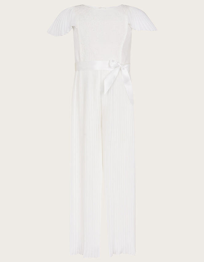 Lace Pleated Bridesmaid Jumpsuit, Ivory (IVORY), large